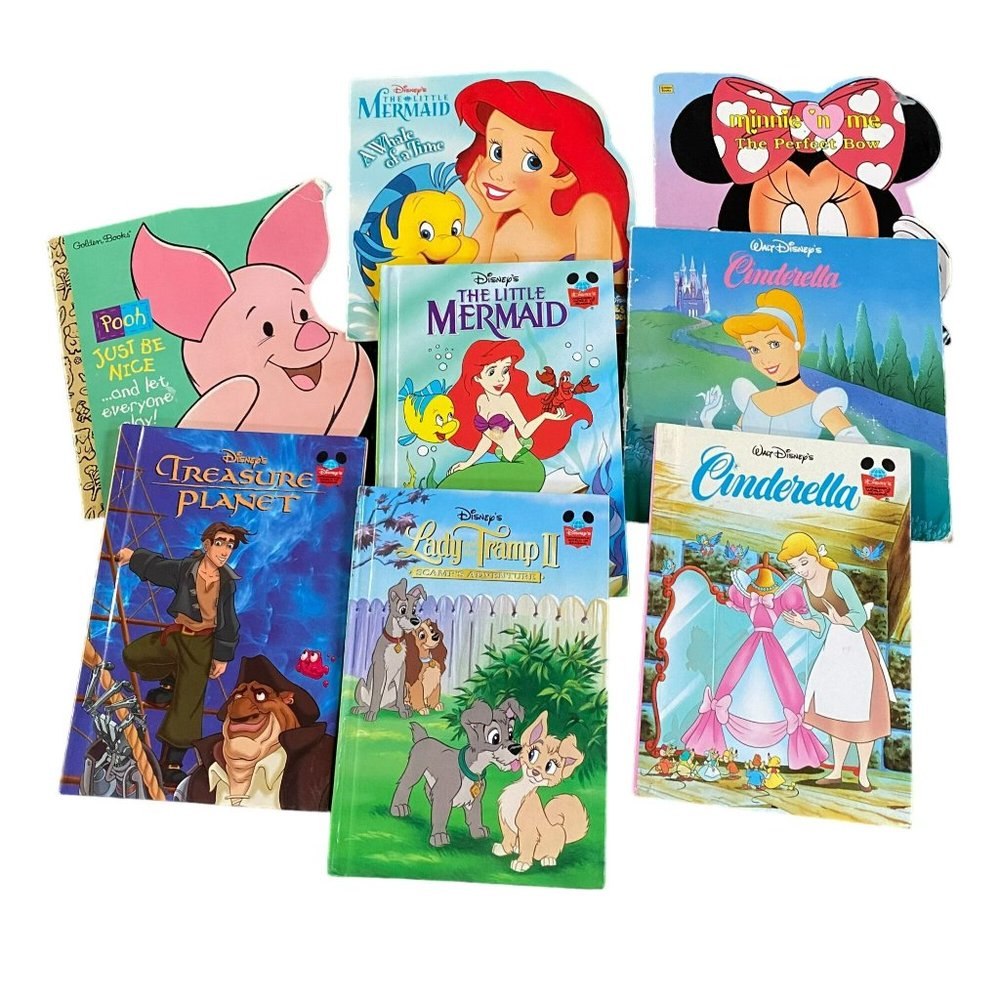 Lot of 8 young readers Disney books - Piglet, Little Mermaid, Cinderella, Minnie